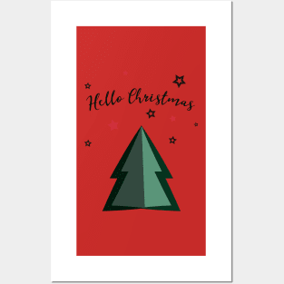 Hello Christmas Christmas fir-tree Posters and Art
